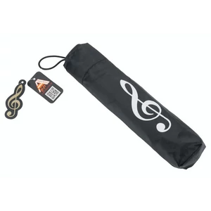 Esernyő, összecsukható, fekete színű, ezüst violinkulcs mintával