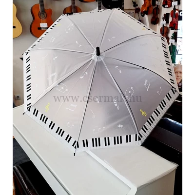 Esernyő, hosszú, fehér, szélén körbenfutó billentyűzet mintával
