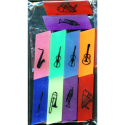 Radír, színes hangszeres mintázattal