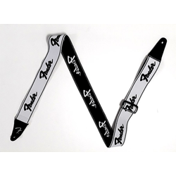 Gitárpánt Fender 2", monogramm fehér, fekete Fender hímzéssel