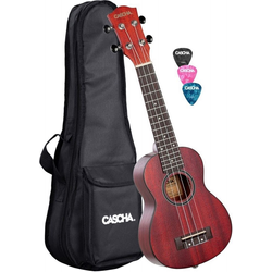 Ukulele szoprán, Prémium  piros + tok + 3 pengető