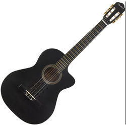 Klasszikus gitár 4/4 Pasadena, fekete, cutaway