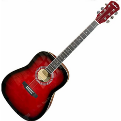 Akusztikus gitár Pasadena, dreadnought, Piros Sunburst