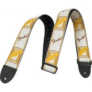 Gitárpánt Fender 2", monogramm barna, fehér, sárga, extra párnázással