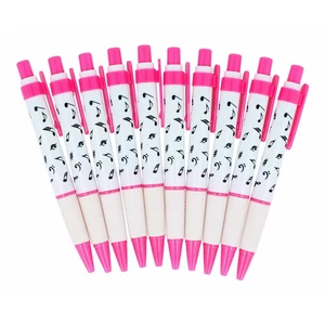 Golyóstoll, pink fehér, fekete hangjegyes mintával