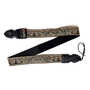 Gitárpánt, Prémium Paisley Jacquard, bohémzöld, sárga mintával