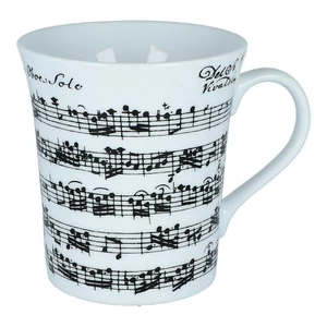 Bögre fehér porcelán, fekete Vivaldi zene kottamintával, díszdobozban