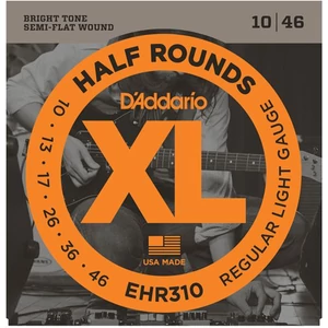 Elektromosgitár húrkészlet, D'addario, köszörült acél, "félig lapos" 10-46