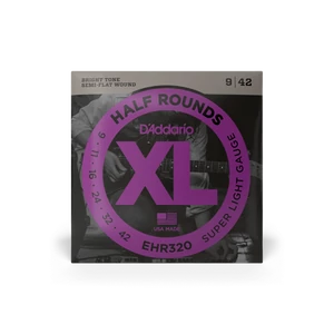Elektromosgitár húrkészlet, D'addario, köszörült acél, "félig lapos" 09-42 Super Light