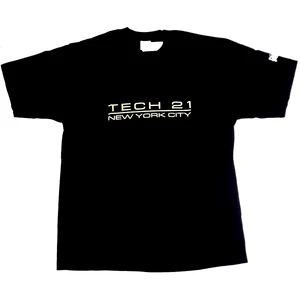 Póló 100 % pamutból, L -es méret, fekete, rövid ujjú TECH21