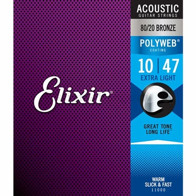 Akusztikusgitár húrkészlet Elixir10-47 Custom Light NanoWeb 80/20 Bronze 