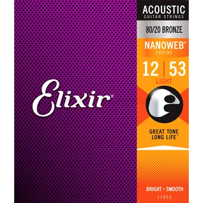 Akusztikusgitár húrkészlet Elixir12-53 Light NanoWeb 80/20 Bronze