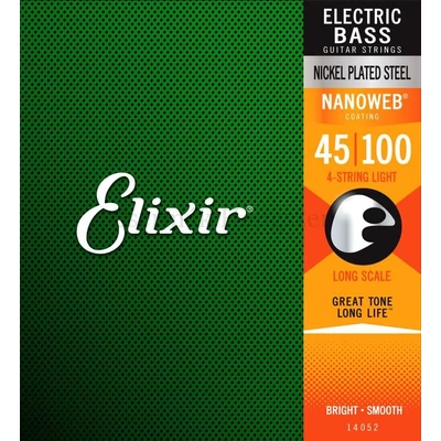 Basszusgitár húrkészlet Elixir 50 -105 médium Nanoweb nickel Plated Steel