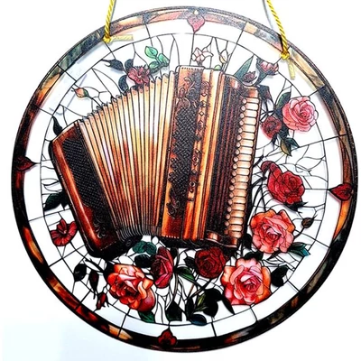 Ablakdísz, felakasztható, színes kerek akril tábla, tangóharmonikás