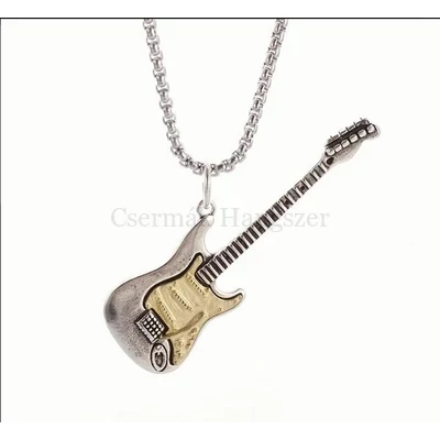 Nyaklánc elektromos gitár medállal, ezüstös színben Nyaklánc elektromos gitár medállal, ezüstös színben