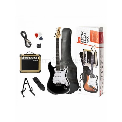 Elektromos gitár KÉSZLET Flight fekete