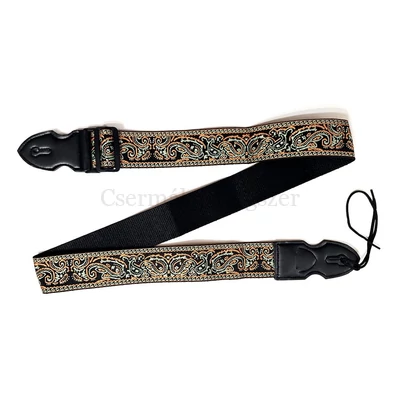 Gitárpánt, Prémium Paisley Jacquard, bohémzöld, sárga mintával