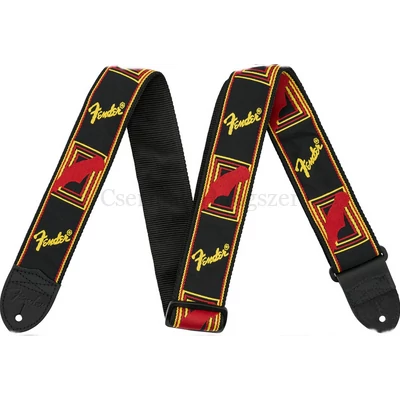 Gitárpánt Fender 2", monogramm fekete, sárga, piros