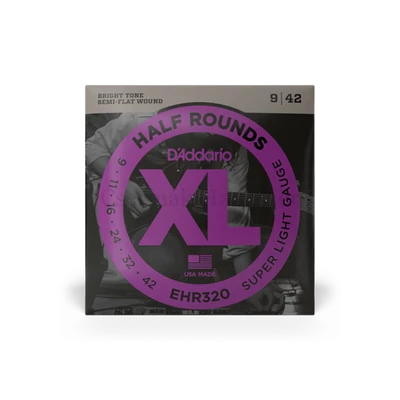 Elektromosgitár húrkészlet, D'addario, köszörült acél, "félig lapos" 09-42 Super Light