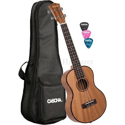 Ukulele tenor, tokkal, pengetőkkel, mahagóni