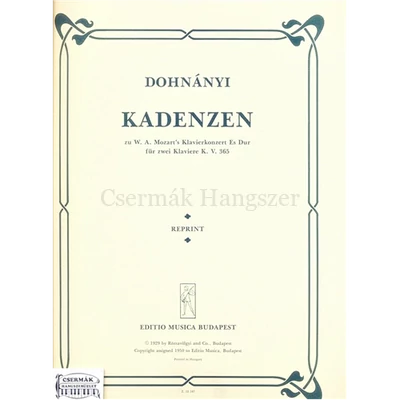 KADENCIÁK MOZART KV 365,ESZ-DÚRZONGORAVERSENYÉHEZ