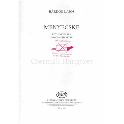 MENYECSKE (SMSA) EGYNEMŰKARRA ZONGORAKÍSÉRETTEL