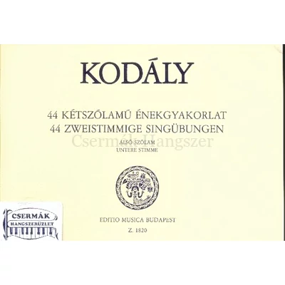 44 Kétszólamú énekgyakorlat Alsó szólam