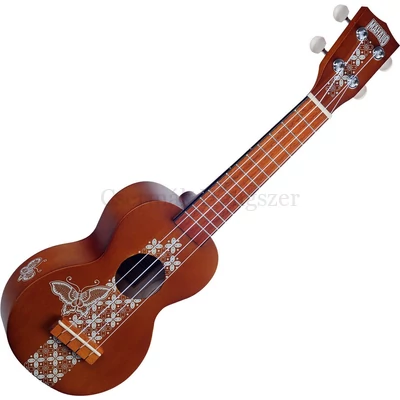 Ukulele szoprán, barna, fehér mintás