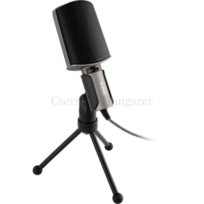 Mikrofon háromlábú állvánnyal streamer.