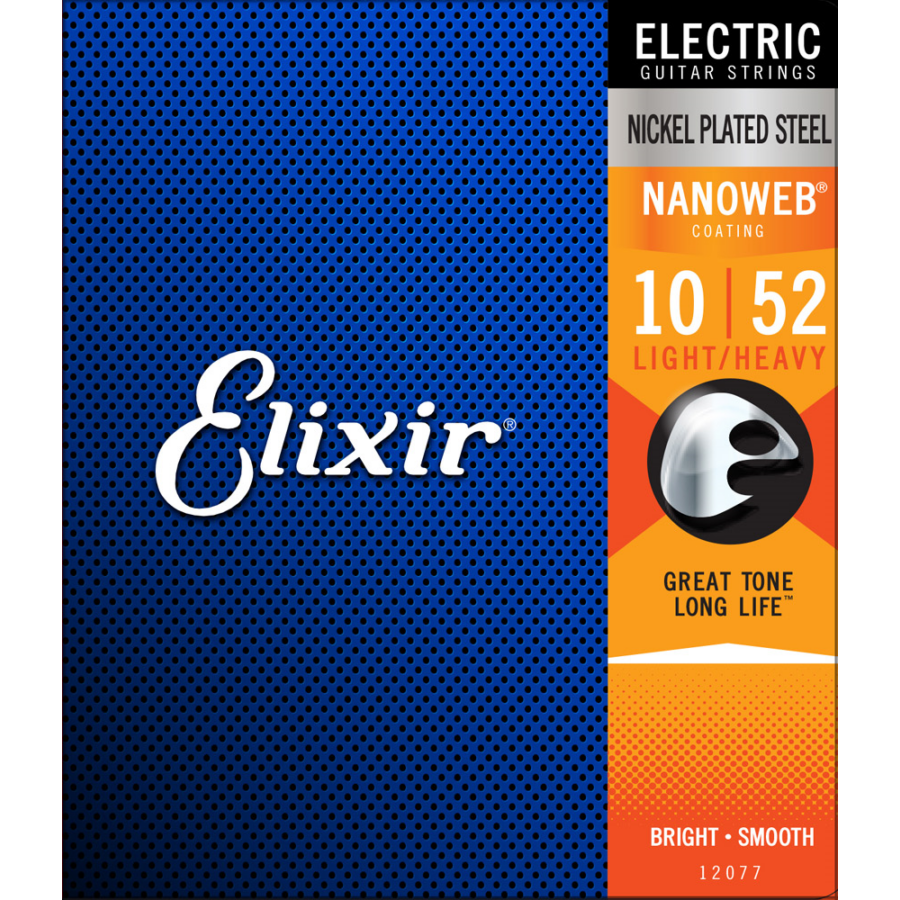 Elektromosgitár húrkészlet  Elixir10-52 Light/Heavy NanoWeb Nickel Plated Steel