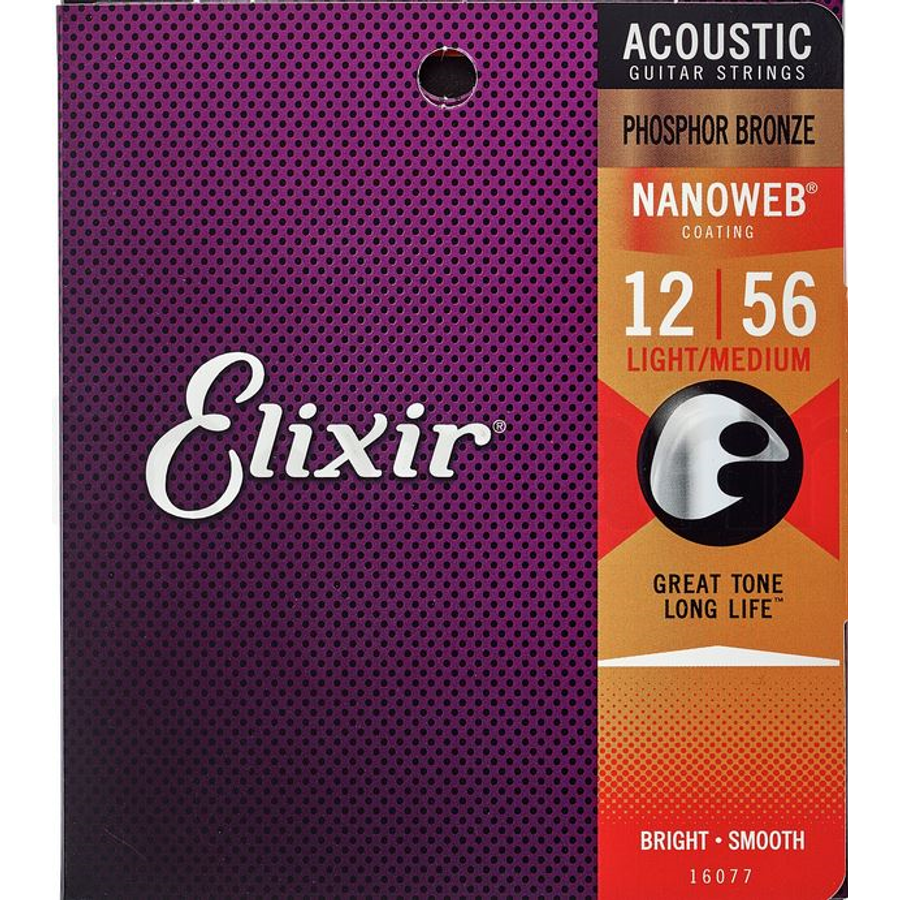 Akusztikus gitárhúr készlet Elixir12-56 Light/Medium NanoWeb Phosphor Bronze