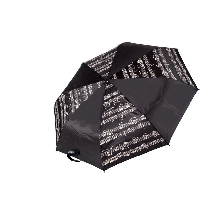 Esernyő, automata, összecsukható,fekete,fekete alapon fehér kottamintával váltakozva