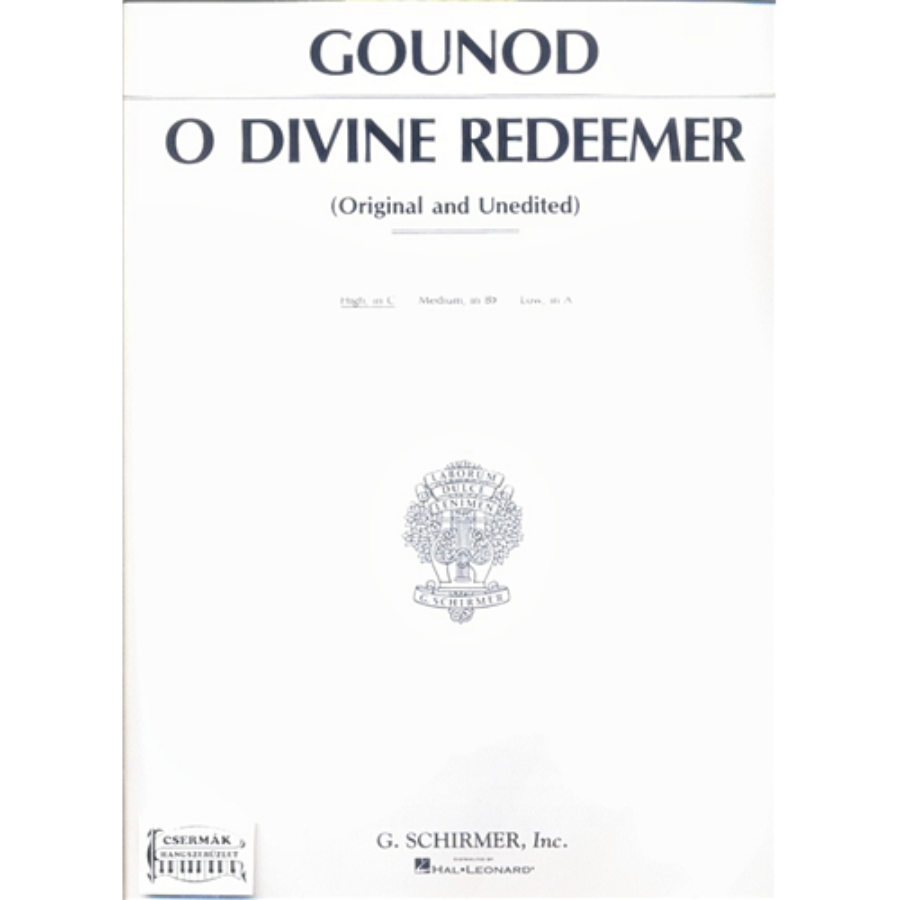 O DIVINE REDEEMER  (ORIGINAL AND UNIDITED)  HIGH IN C