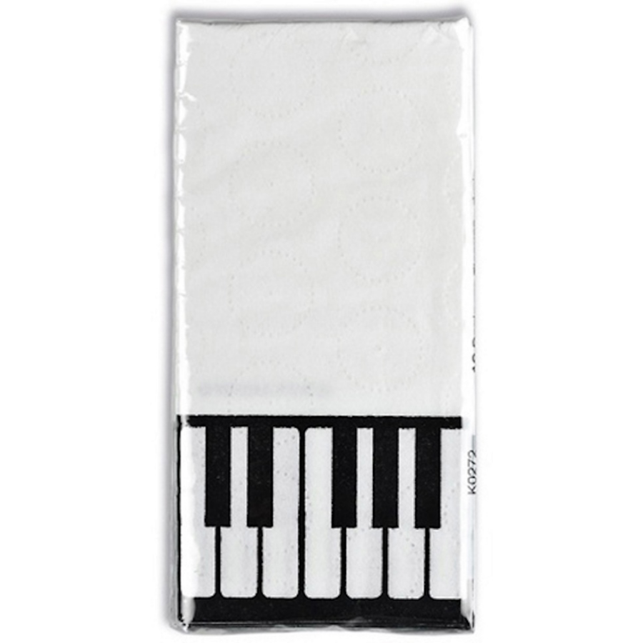 Papírzsebkendő, egyik szélén zongorabillentyű mintával, 10 db-os 