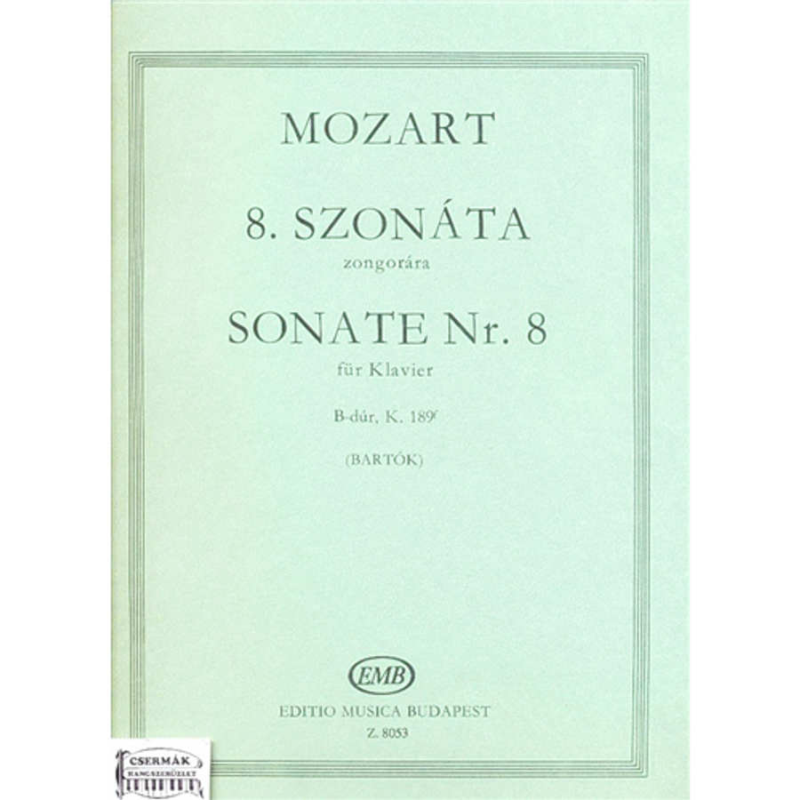 SZONÁTA B-DÚR  NR.8. KV.187F  ZONGORÁRA