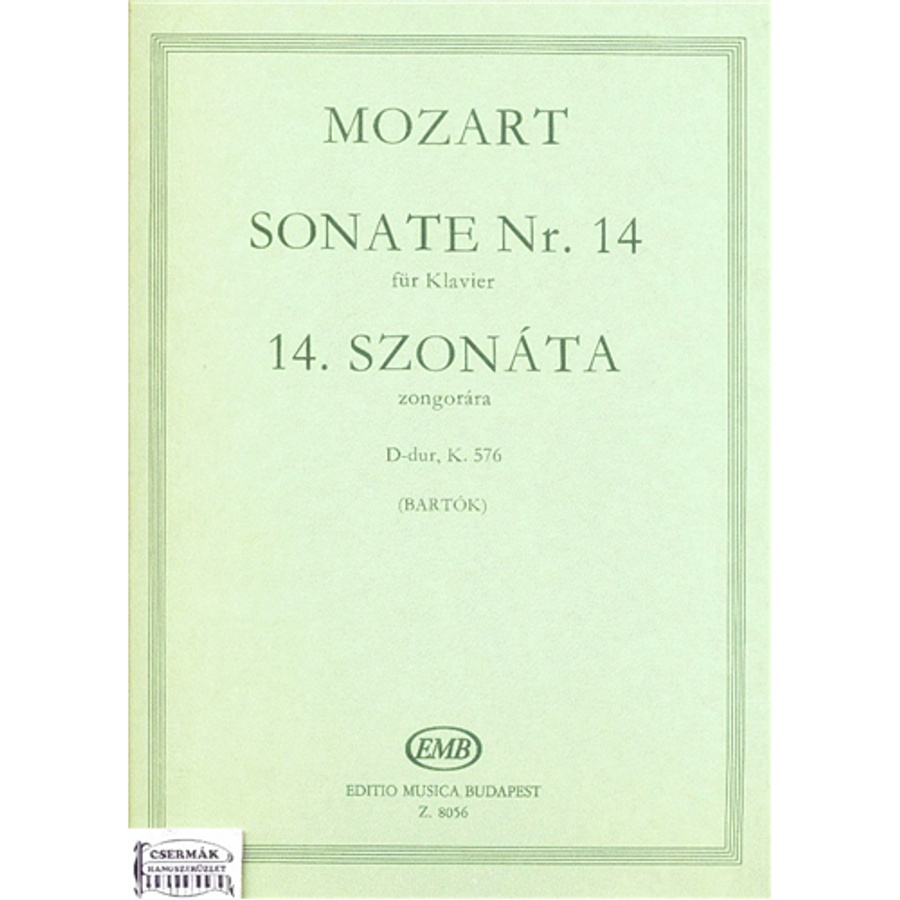 SZONÁTA D-DÚR NR.14.KV.576  ZONGORÁRA