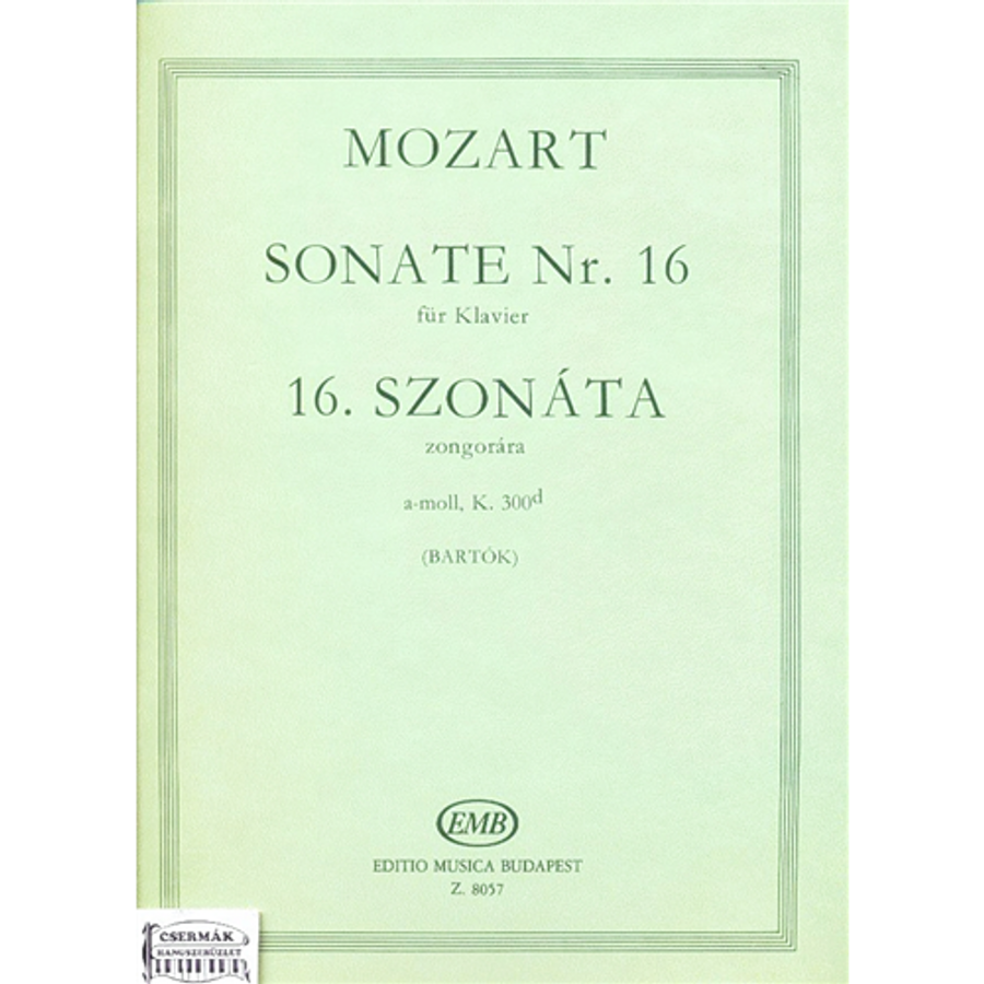 SZONÁTA A-MOLL NR.16.KV.300D  ZONGORÁRA