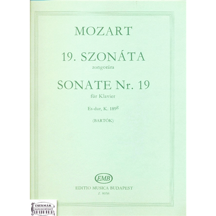 SZONÁTA ESZ-DÚR NR.19.KV.189G ZONGORÁRA