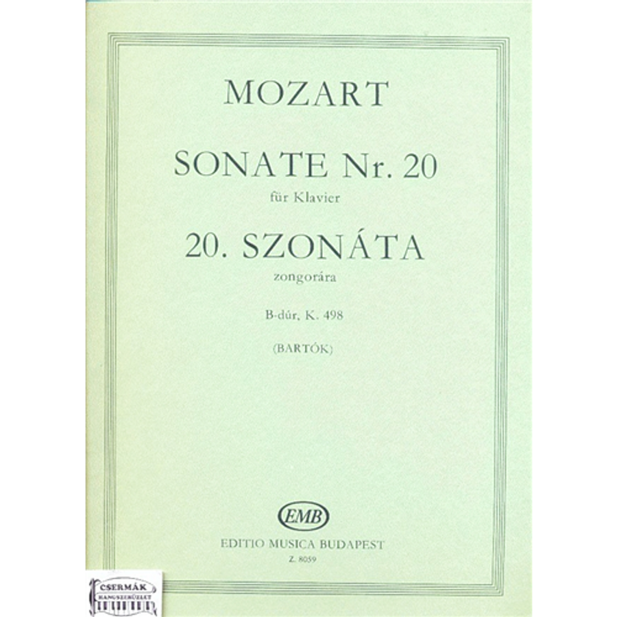 SZONÁTA B-DÚR  NR.20.KV.498   ZONGORÁRA